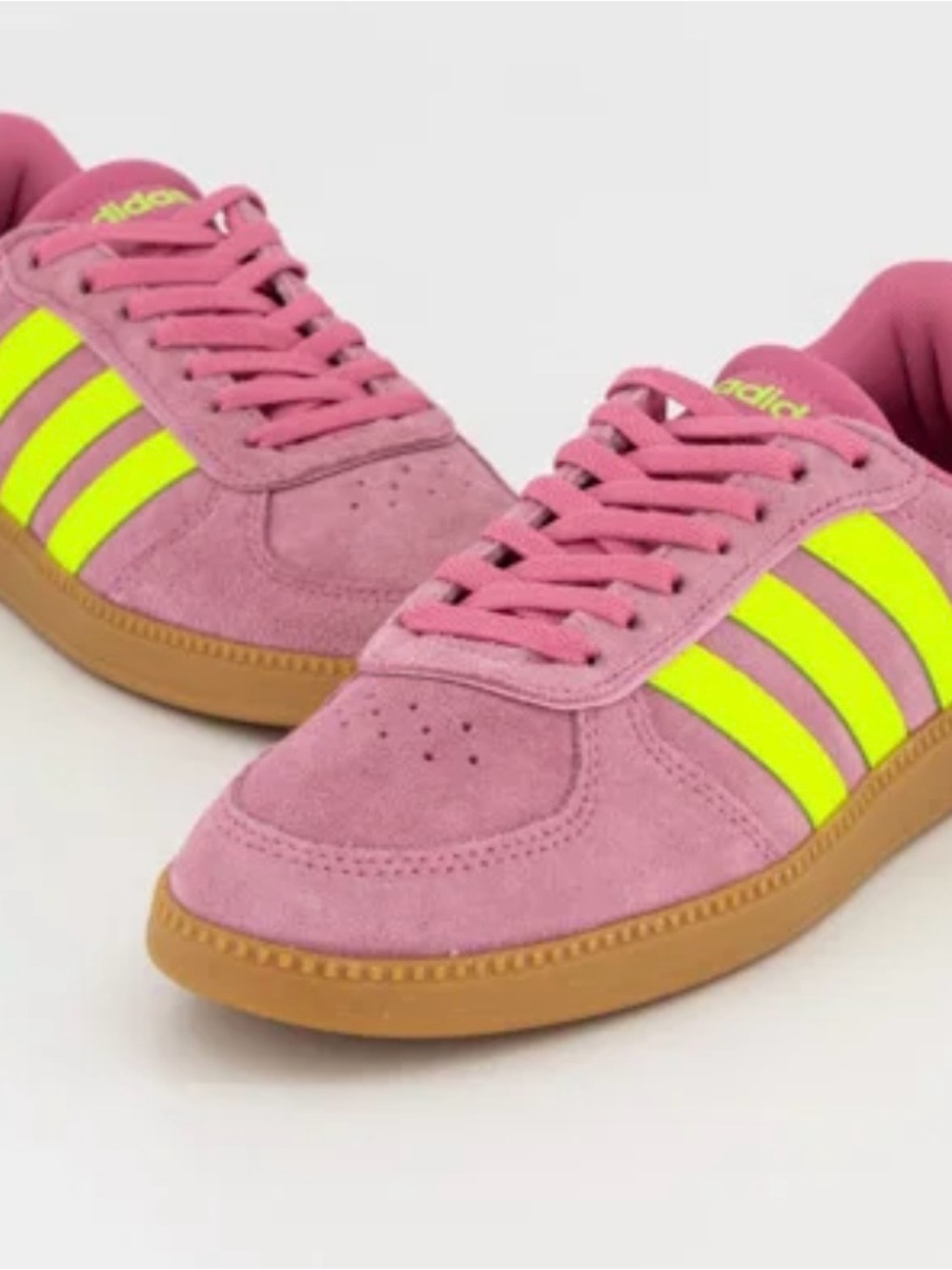 Adidas Women’s Breakneck Sleek Sneakers in Magenta and Lucid Lemon - Picture 2 of 9